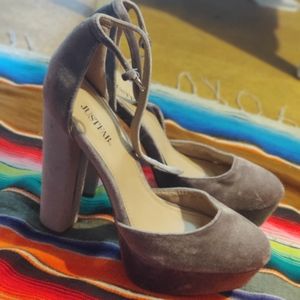 Purple Velvet Platform Heels